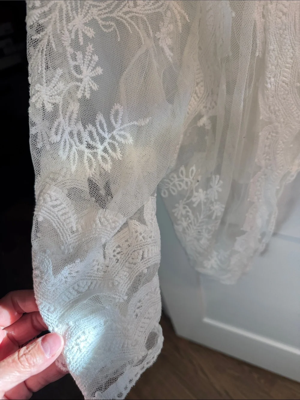 Sheer White Lace Kimono Cardigan